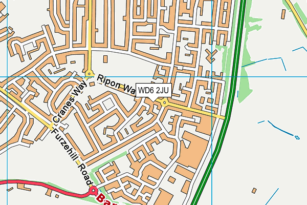 WD6 2JU map - OS VectorMap District (Ordnance Survey)