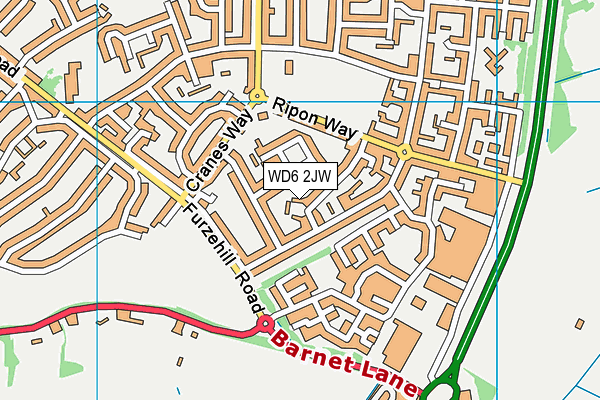 WD6 2JW map - OS VectorMap District (Ordnance Survey)