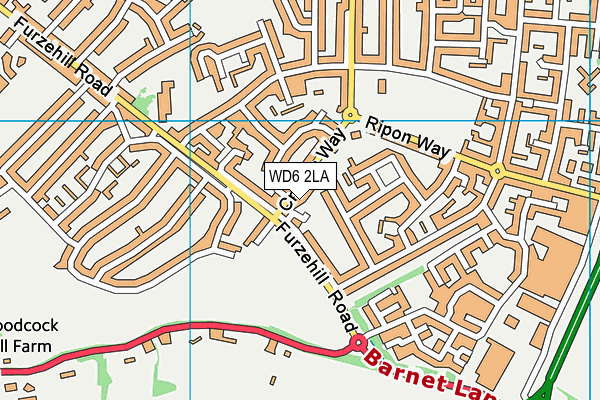 WD6 2LA map - OS VectorMap District (Ordnance Survey)