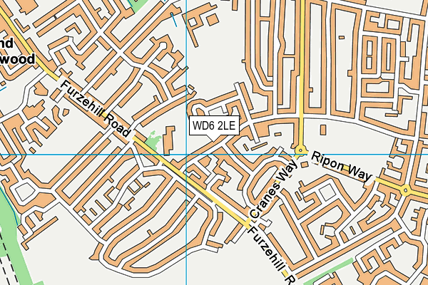 WD6 2LE map - OS VectorMap District (Ordnance Survey)