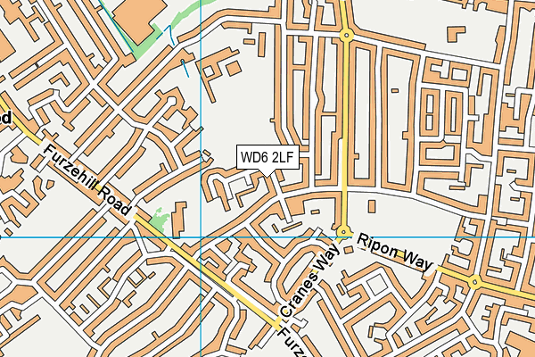 WD6 2LF map - OS VectorMap District (Ordnance Survey)