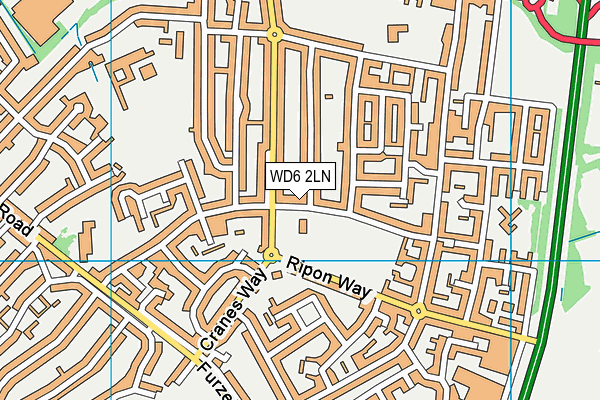WD6 2LN map - OS VectorMap District (Ordnance Survey)