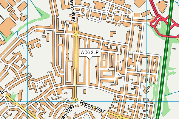 WD6 2LP map - OS VectorMap District (Ordnance Survey)