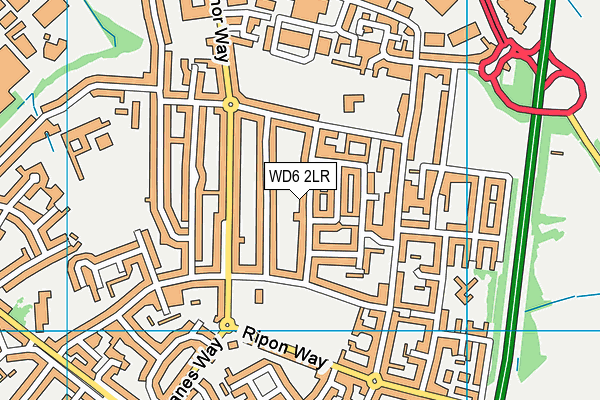 WD6 2LR map - OS VectorMap District (Ordnance Survey)