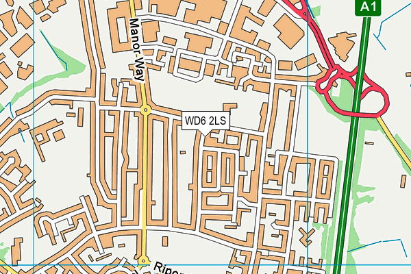 WD6 2LS map - OS VectorMap District (Ordnance Survey)