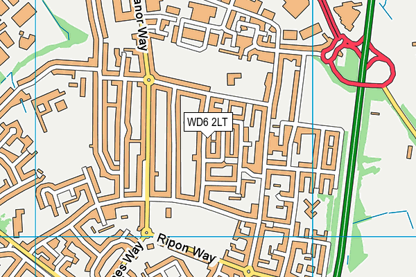 WD6 2LT map - OS VectorMap District (Ordnance Survey)