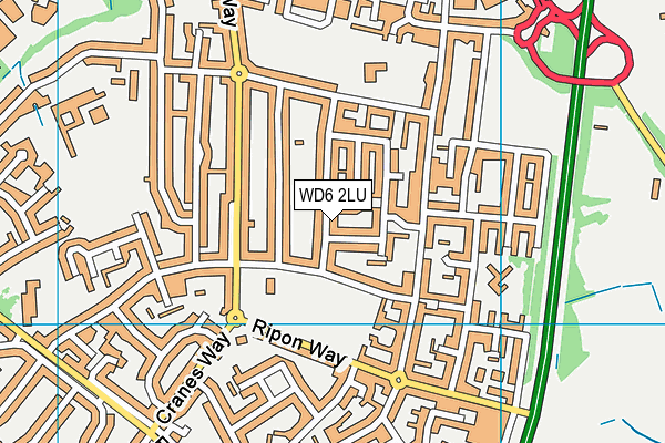 WD6 2LU map - OS VectorMap District (Ordnance Survey)