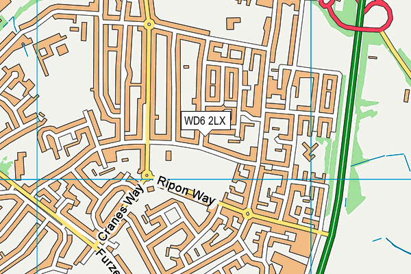 WD6 2LX map - OS VectorMap District (Ordnance Survey)