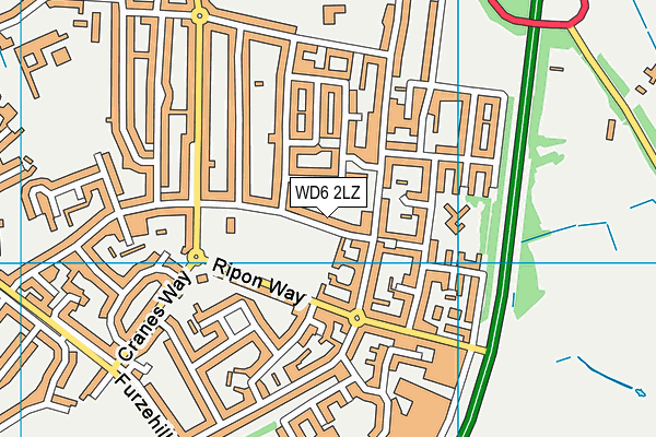 WD6 2LZ map - OS VectorMap District (Ordnance Survey)