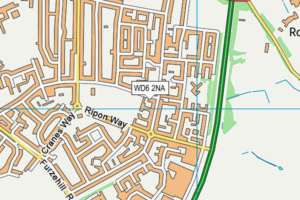 WD6 2NA map - OS VectorMap District (Ordnance Survey)