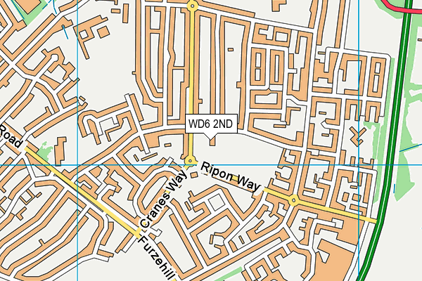 WD6 2ND map - OS VectorMap District (Ordnance Survey)