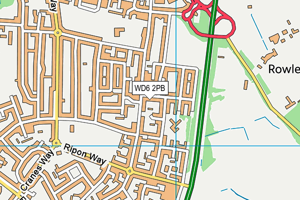 WD6 2PB map - OS VectorMap District (Ordnance Survey)