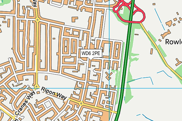 WD6 2PE map - OS VectorMap District (Ordnance Survey)