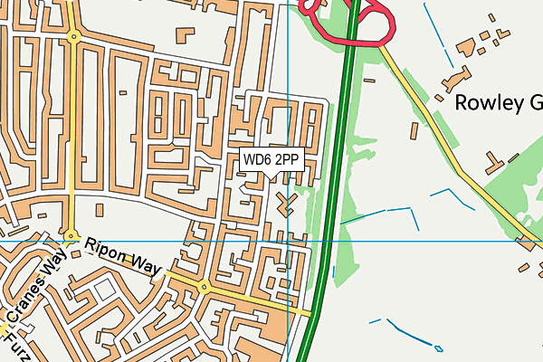 Saffron Green Primary School map (WD6 2PP) - OS VectorMap District (Ordnance Survey)