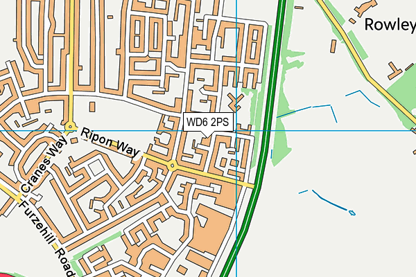 WD6 2PS map - OS VectorMap District (Ordnance Survey)