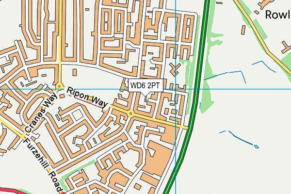 WD6 2PT map - OS VectorMap District (Ordnance Survey)