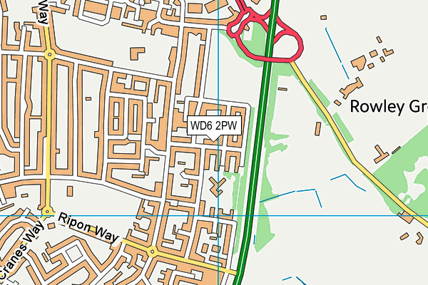 WD6 2PW map - OS VectorMap District (Ordnance Survey)