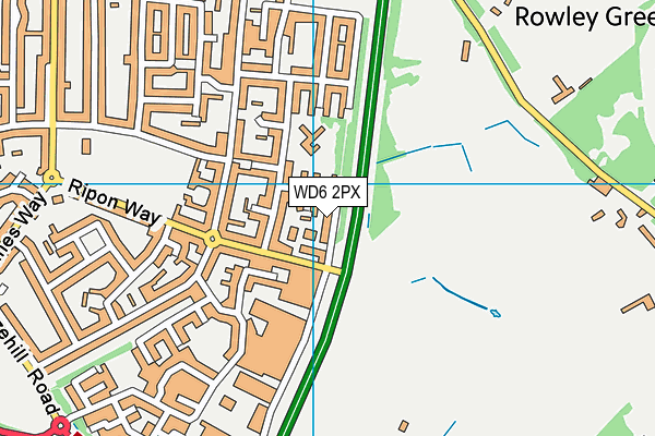 WD6 2PX map - OS VectorMap District (Ordnance Survey)