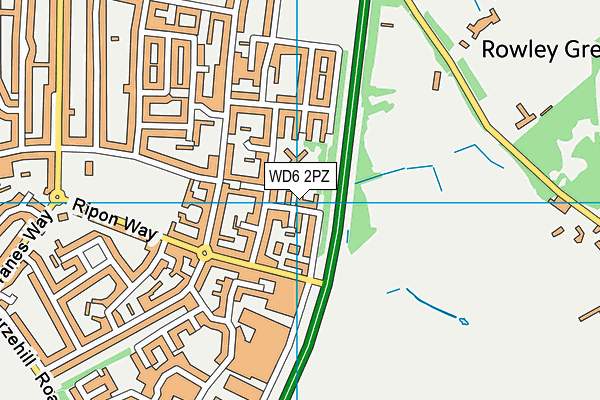 WD6 2PZ map - OS VectorMap District (Ordnance Survey)