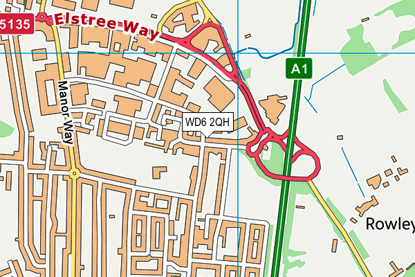 WD6 2QH map - OS VectorMap District (Ordnance Survey)