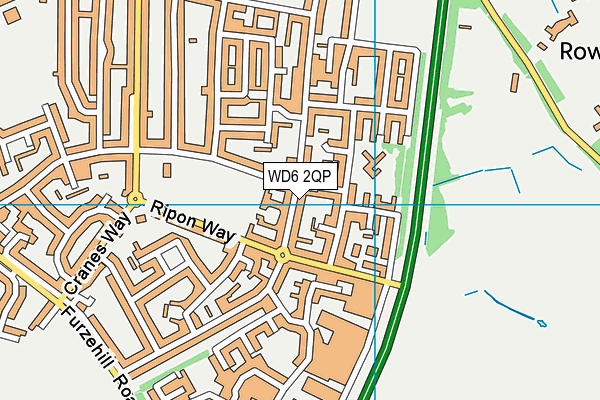 WD6 2QP map - OS VectorMap District (Ordnance Survey)