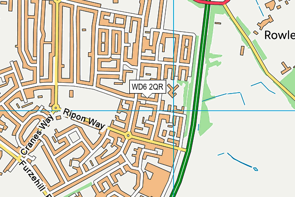 WD6 2QR map - OS VectorMap District (Ordnance Survey)