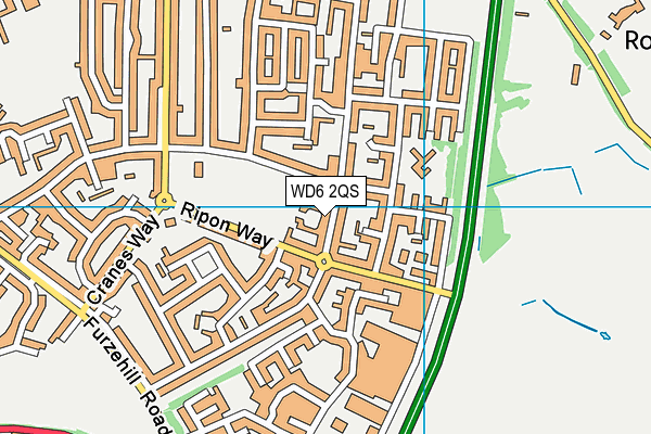 WD6 2QS map - OS VectorMap District (Ordnance Survey)