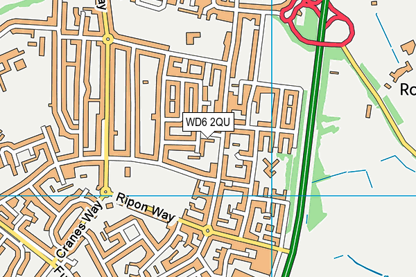 WD6 2QU map - OS VectorMap District (Ordnance Survey)