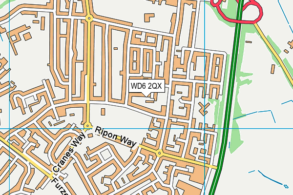 WD6 2QX map - OS VectorMap District (Ordnance Survey)
