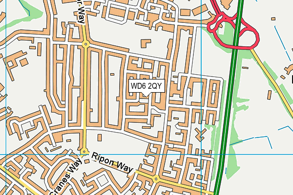 WD6 2QY map - OS VectorMap District (Ordnance Survey)
