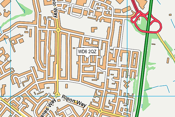 WD6 2QZ map - OS VectorMap District (Ordnance Survey)