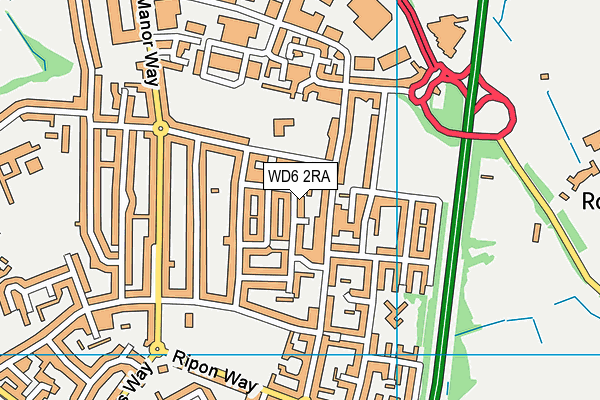 WD6 2RA map - OS VectorMap District (Ordnance Survey)