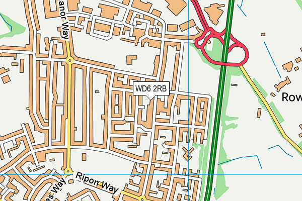 WD6 2RB map - OS VectorMap District (Ordnance Survey)