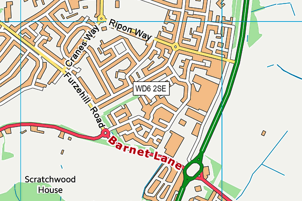 WD6 2SE map - OS VectorMap District (Ordnance Survey)