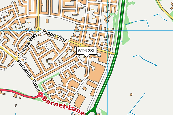 WD6 2SL map - OS VectorMap District (Ordnance Survey)