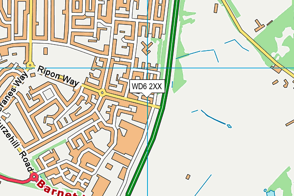 WD6 2XX map - OS VectorMap District (Ordnance Survey)