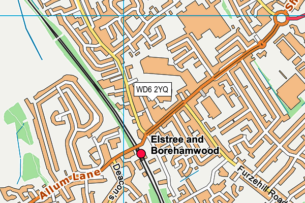 WD6 2YQ map - OS VectorMap District (Ordnance Survey)