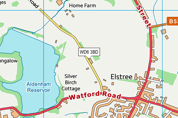 WD6 3BD map - OS VectorMap District (Ordnance Survey)