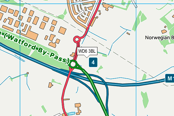 WD6 3BL map - OS VectorMap District (Ordnance Survey)