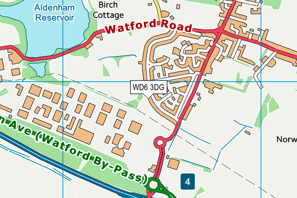 WD6 3DG map - OS VectorMap District (Ordnance Survey)