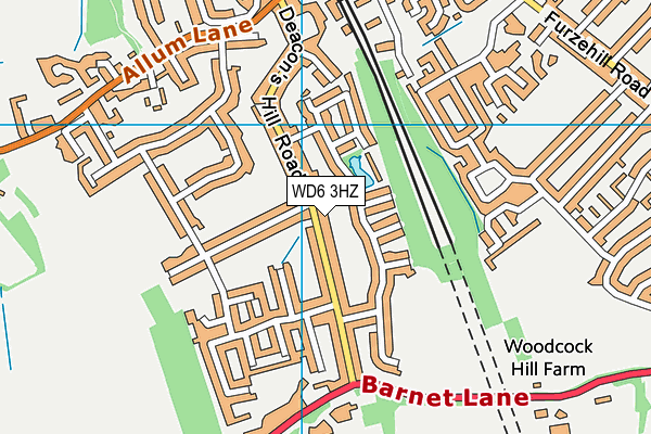 WD6 3HZ map - OS VectorMap District (Ordnance Survey)