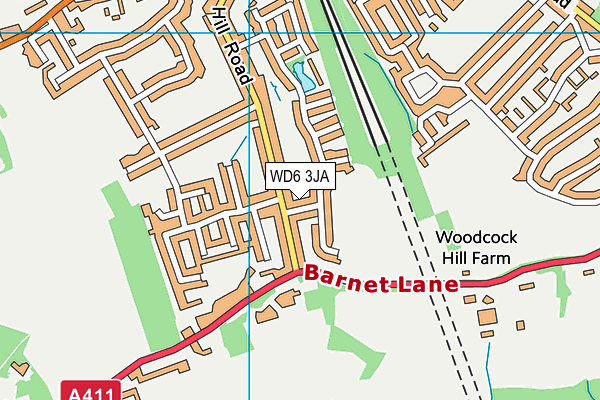 WD6 3JA map - OS VectorMap District (Ordnance Survey)