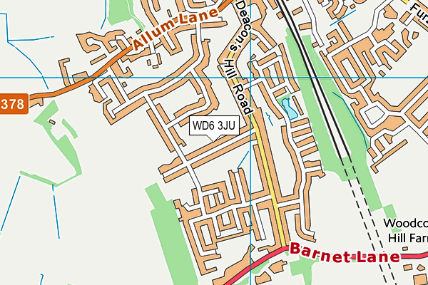 WD6 3JU map - OS VectorMap District (Ordnance Survey)