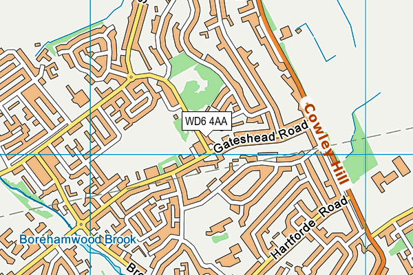 WD6 4AA map - OS VectorMap District (Ordnance Survey)