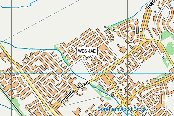 WD6 4AE map - OS VectorMap District (Ordnance Survey)