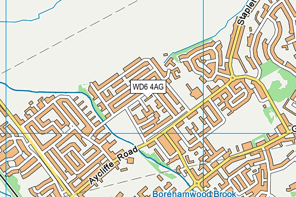WD6 4AG map - OS VectorMap District (Ordnance Survey)
