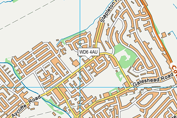 WD6 4AU map - OS VectorMap District (Ordnance Survey)