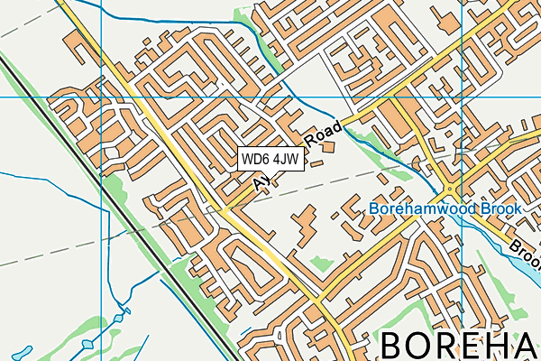 Borehamwood Youth Football Club map (WD6 4JW) - OS VectorMap District (Ordnance Survey)