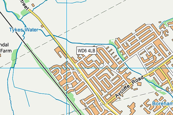 WD6 4LB map - OS VectorMap District (Ordnance Survey)