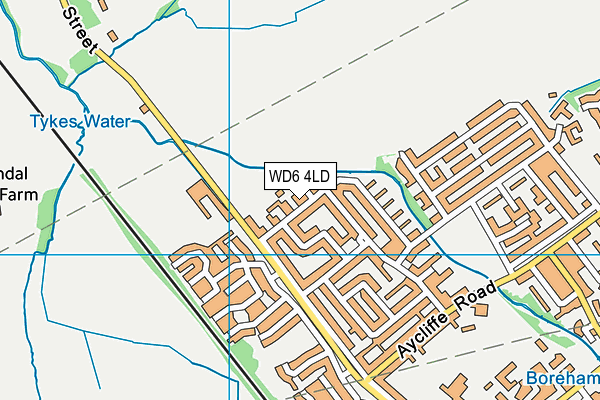 WD6 4LD map - OS VectorMap District (Ordnance Survey)